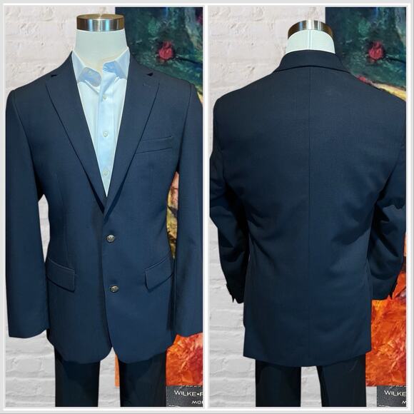 Wilke Rodriguez Mens 42XL Navy Blue Antique Gold Tone Buttons Blazer Jacket - Picture 8 of 16